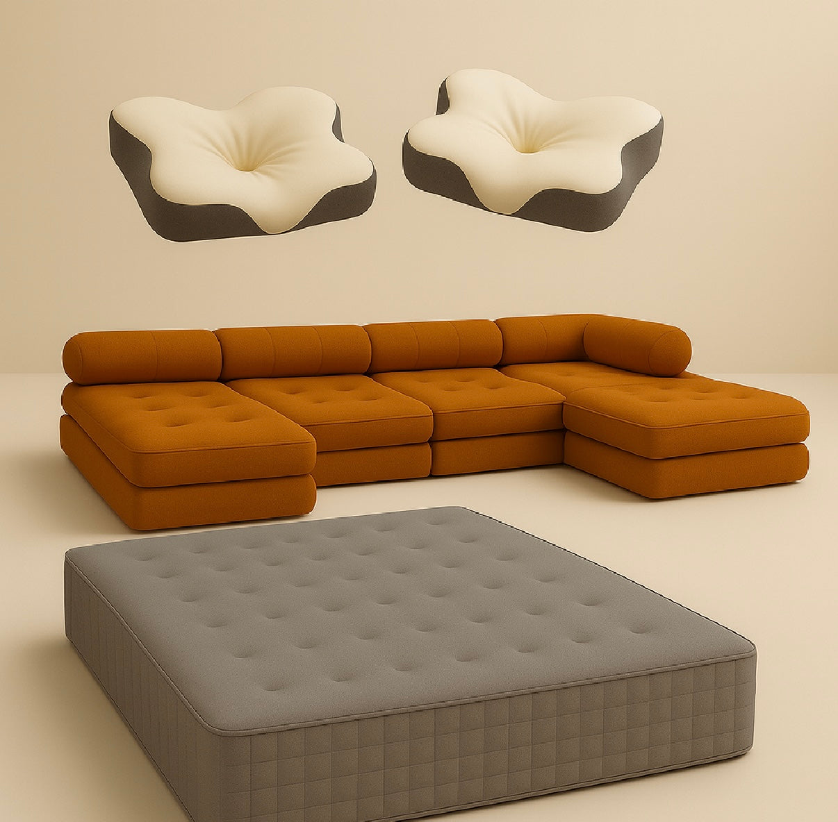 Combo Milano (sofa milano modular 5P, colchon, almohada)